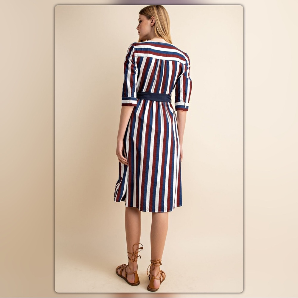 Multicolored Striped Midi Dress - Picture 7 of 8